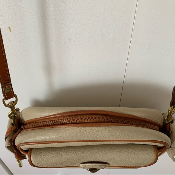 Vintage Dooney & Bourke Tan Leather Crossbody Bag Leather Two Tone Brown Taupe - Picture 8 of 14